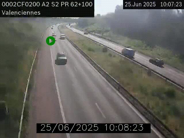 Webcam autoroute A2 à Valenciennes. Vue orientée vers Maubeuge et Mons (Belgique)