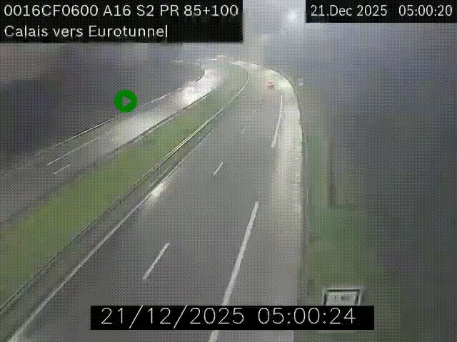Webcam A16 à Calais en direction du Tunnel sous la Manche (Eurotunnel)