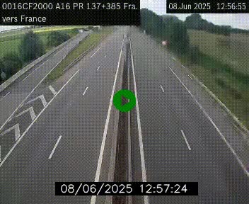 Webcam à la frontière franco-belge au niveau de Bray-Dunes/De-Panne sur l'autoroute A16. Vue orientée vers Calais