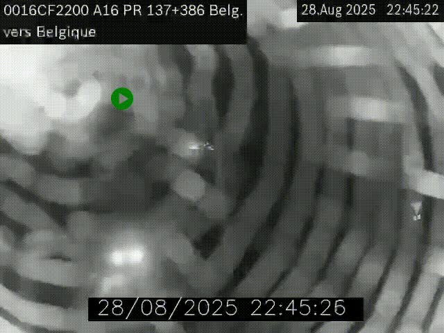 Webcam à la frontière franco-belge au niveau de Bray-Dunes/De-Panne sur l'autoroute A16. Vue orientée vers la Belgique