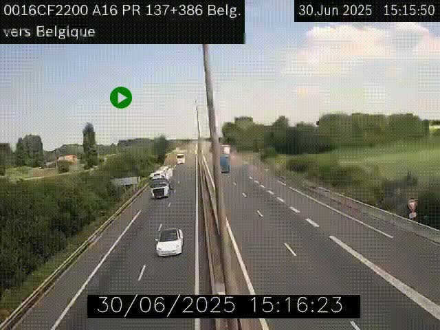 Webcam à la frontière franco-belge au niveau de Bray-Dunes/De-Panne sur l'autoroute A16. Vue orientée vers la Belgique