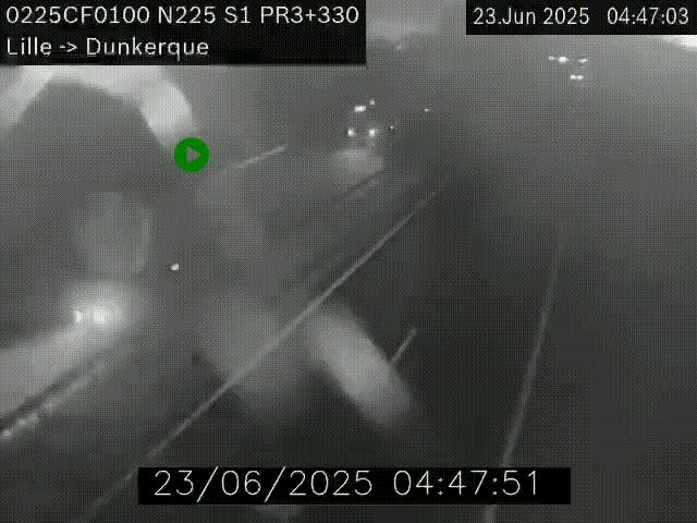 Webcam autoroute A25 (N225) à hauteur de Bergues (Bierne). Vue orientée vers Dunkerque.