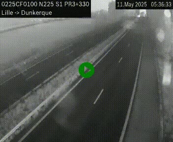 Webcam autoroute A25 (N225) à hauteur de Bergues (Bierne). Vue orientée vers Dunkerque.