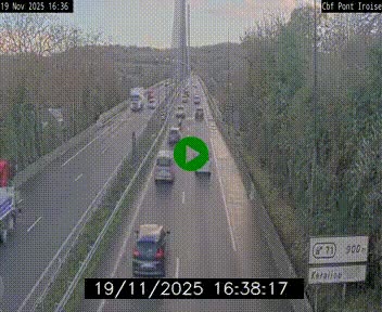 Webcam sur la N165 après le Pont de l'Iroise, à l'entrée de Brest