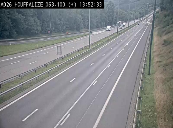 Webcam autoroute des Ardennes (E25/A26) à hauteur d'Houffalize. Vue orientée vers Baraque de Fraiture