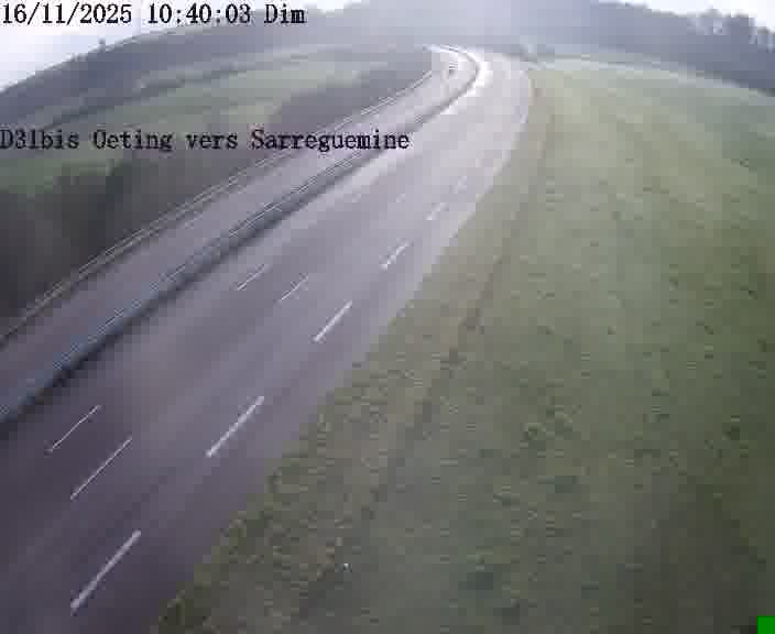 Webcam installée le long de D31bis (France) à Oeting, pointée vers Sarreguemines, utile pour suivre précisément les conditions de trafic.
