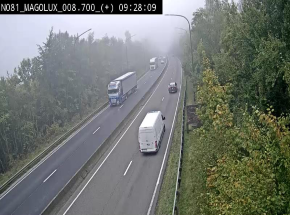 Webcam sur la N81 (E411) à hauteur de la jonction avec la N883. Vue orientée vers Longwy