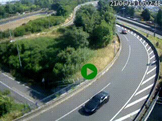 Caméra autoroute à la jonction entre l'A7 et la D301 (Boulevard urbain Sud de Lyon) à Feyzin, au sud de Lyon. Vue orientée vers Mions