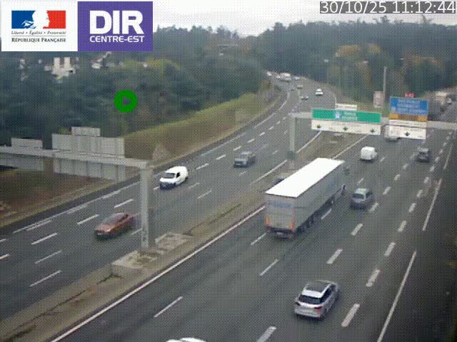 Caméra de circulation routière sur le boulevard périphérique Laurent Bonnevay de Lyon (D383) à hauteur de Bron, avant la jonction avec l'A43. Vue orientée vers l'échangeur