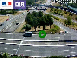 Webcam traffic à Grenoble-sud sur l'autoroute A480. Vue orientée vers l'entrée et la sortie de Grenoble