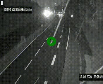 Webcam routière à hauteur de Bois-Guillaume en périphérie de Rouen. Vue orientée vers Rouen