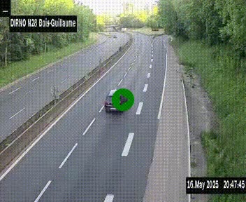 Webcam routière à hauteur de Bois-Guillaume en périphérie de Rouen. Vue orientée vers Rouen