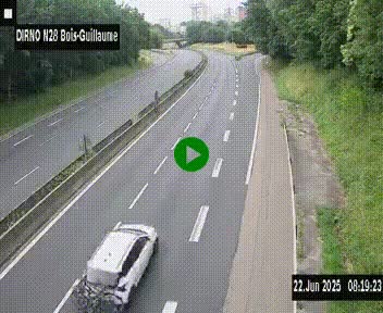 Webcam routière à hauteur de Bois-Guillaume en périphérie de Rouen. Vue orientée vers Rouen