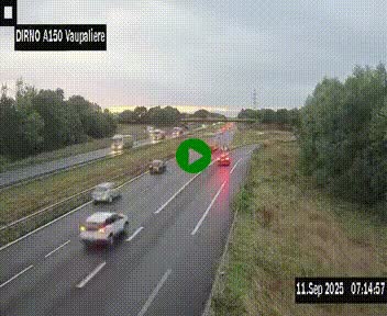 Webcam autoroute A150 à hauteur de La Vaupalière en périphérie de Rouen. Vue orientée vers Rouen