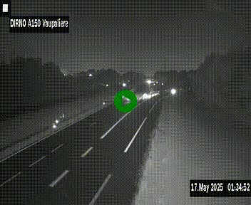 Webcam autoroute A150 à hauteur de La Vaupalière en périphérie de Rouen. Vue orientée vers Rouen