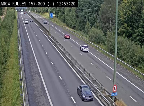 Webcam à Marbehan sur l'E411 à hauteur de la sortie 28a Rulles. Vue orientée vers Bruxelles