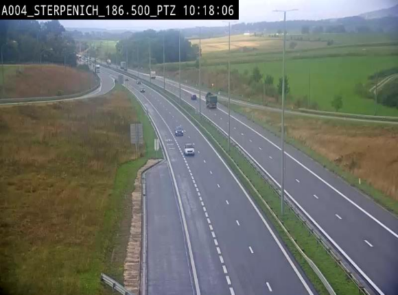 Webcam E411 à Sterpenich en Belgique près de la frontière du Luxembourg. Vue orientée vers Bruxelles