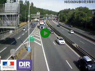 Caméra autoroute sur A6 - Valvert, près de Lyon, en direction de Paris, à hauteur de la sortie 36 Porte du Valvert