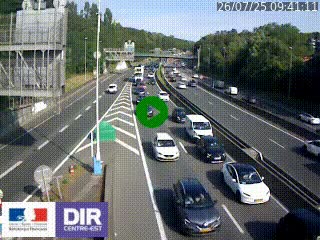 Caméra autoroute sur A6 - Valvert, près de Lyon, en direction de Paris, à hauteur de la sortie 36 Porte du Valvert