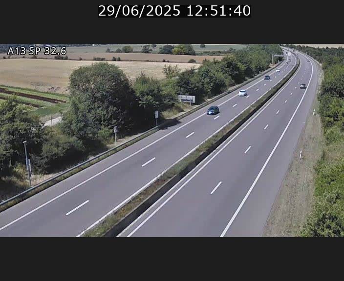 Webcam info trafic A13 à hauteur de Mondorf-les-bains. Vue orientée vers Altwies