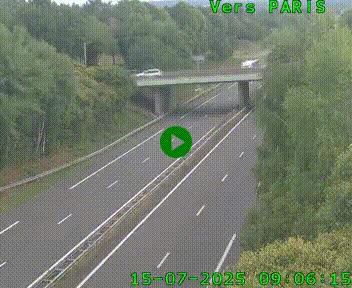 Caméra routière sur l'autoroute A20 au nord de Limoges, à la jonction avec la N520. Vue orientée vers Paris