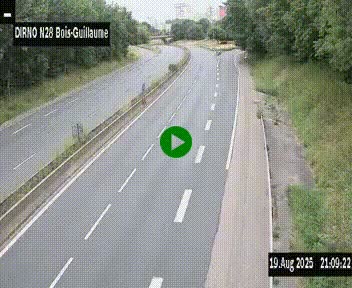 Webcam routière à hauteur de Bois-Guillaume en périphérie de Rouen. Vue orientée vers Rouen
