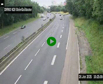Webcam routière à hauteur de Bois-Guillaume en périphérie de Rouen. Vue orientée vers Rouen