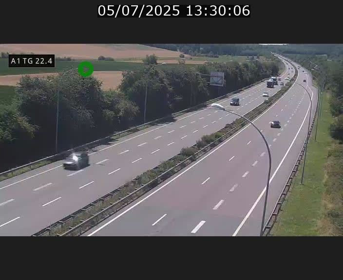 Traffic live webcam Luxembourg Flaxweiler - A1 direction Luxembourg - BK 22.4