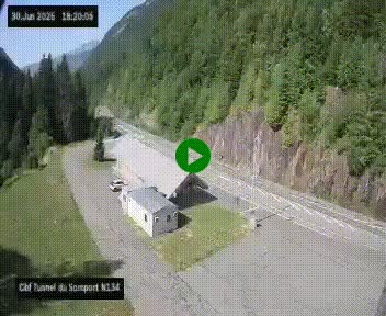 Webcam à l'entrée du tunnel du Somport, côté français, sur la N134, dans les Pyrénées, en direction de l'Espagne, à 1116 mètres d'altitude
