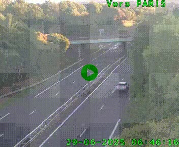 Caméra routière sur l'autoroute A20 au nord de Limoges, à la jonction avec la N520. Vue orientée vers Paris