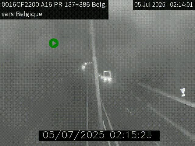 Webcam à la frontière franco-belge au niveau de Bray-Dunes/De-Panne sur l'autoroute A16. Vue orientée vers la Belgique