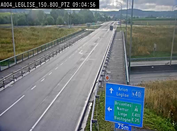 Webcam au-dessus de l'E411 sur la N40. Vue orientée vers Léglise en provenance de Neufchâteau