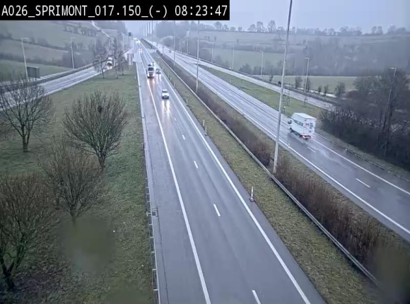 Webcam E25 (A26) à hauteur de Sprimont en direction de Liège et en provenance de Bastogne