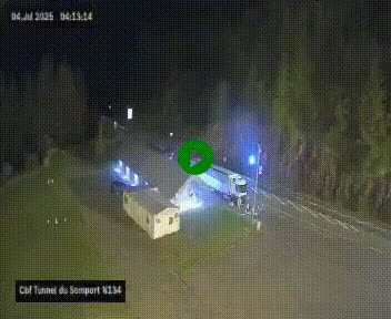 Webcam à l'entrée du tunnel du Somport, côté français, sur la N134, dans les Pyrénées, en direction de l'Espagne, à 1116 mètres d'altitude
