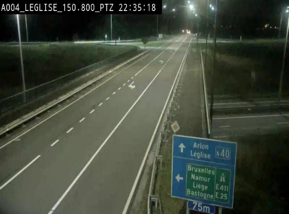Webcam au-dessus de l'E411 sur la N40. Vue orientée vers Léglise en provenance de Neufchâteau