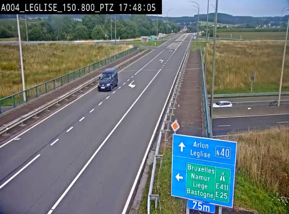 Webcam au-dessus de l'E411 sur la N40. Vue orientée vers Léglise en provenance de Neufchâteau