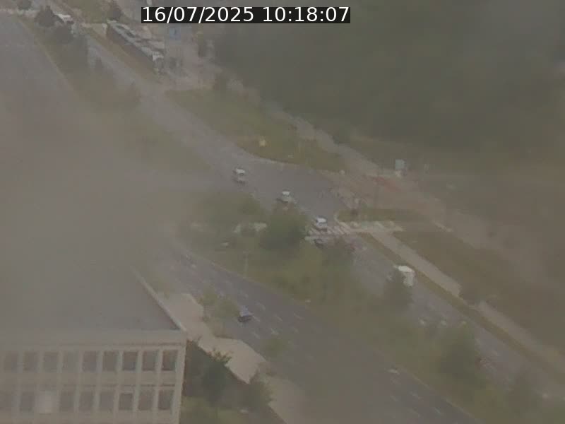Webcam sur l'avenue John Fitzgerald Kennedy (N51) avec vue sur le Pont rouge (Pont Grande Duchesse Charlotte), l'arrêt Pfaffenthal et l'entrée du quartier Kirchberg