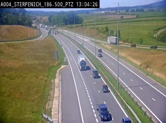 Webcam E411 à Sterpenich en Belgique près de la frontière du Luxembourg. Vue orientée vers Bruxelles