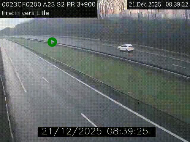 Webcam autoroute A23 à hauteur de Fretin. Vue orientée vers Lille