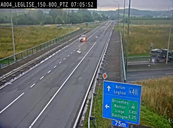 Webcam au-dessus de l'E411 sur la N40. Vue orientée vers Léglise en provenance de Neufchâteau