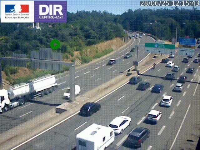 Caméra de circulation routière sur le boulevard périphérique Laurent Bonnevay de Lyon (D383) à hauteur de Bron, avant la jonction avec l'A43. Vue orientée vers l'échangeur