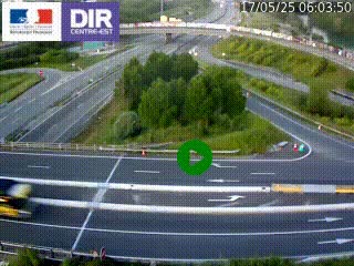 Webcam traffic à Grenoble-sud sur l'autoroute A480. Vue orientée vers l'entrée et la sortie de Grenoble