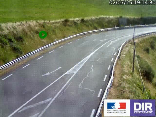 Webcam sur le col Pin Bouchain, vue orientée vers Roanne, en provenance de Lyon sur la nationale 7 (N7)