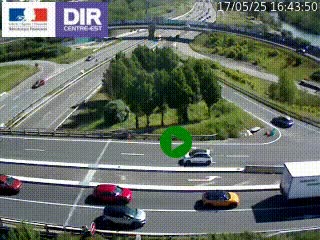 Webcam traffic à Grenoble-sud sur l'autoroute A480. Vue orientée vers l'entrée et la sortie de Grenoble