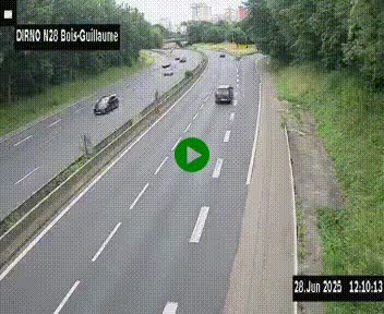 Webcam routière à hauteur de Bois-Guillaume en périphérie de Rouen. Vue orientée vers Rouen