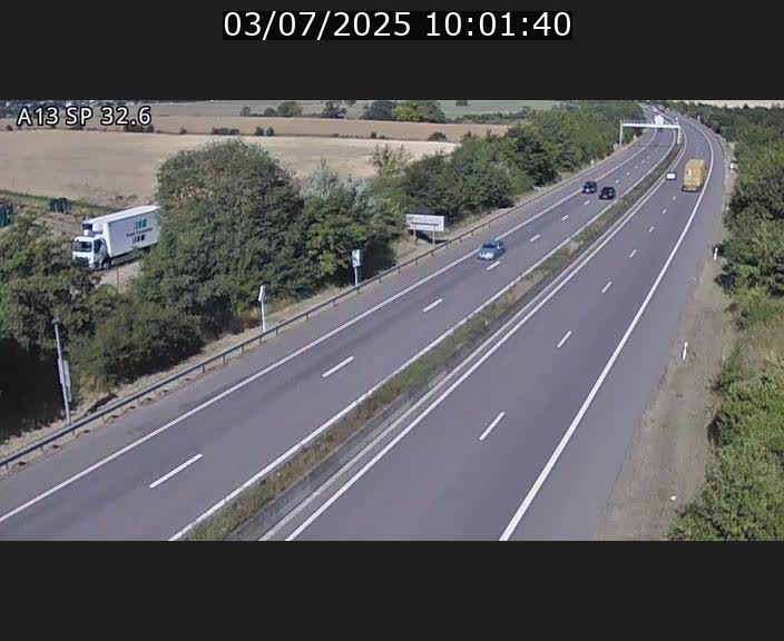 Webcam info trafic A13 à hauteur de Mondorf-les-bains. Vue orientée vers Altwies