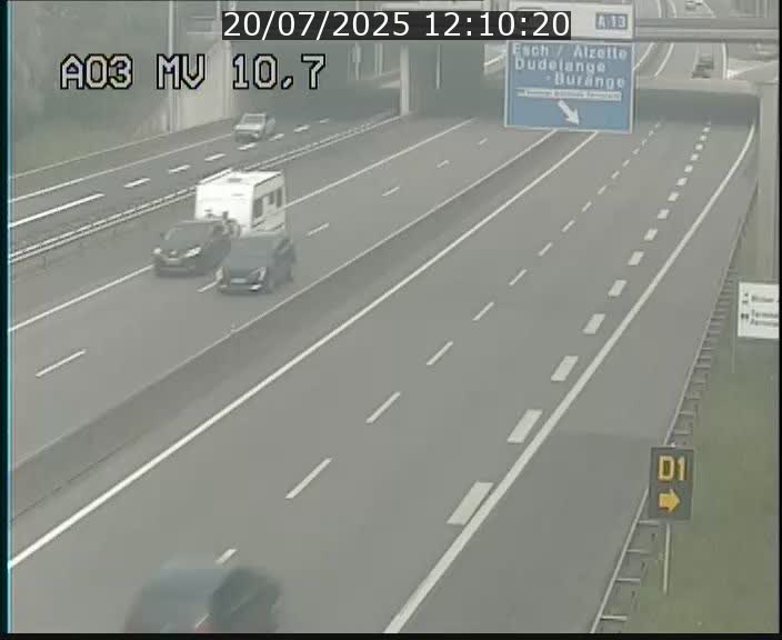 Traffic live webcam Luxembourg Croix de Bettembourg - A3 - BK 10.7 - direction France