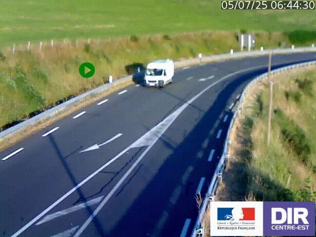 Webcam sur le col Pin Bouchain, vue orientée vers Roanne, en provenance de Lyon sur la nationale 7 (N7)