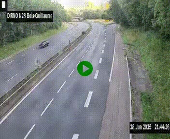 Webcam routière à hauteur de Bois-Guillaume en périphérie de Rouen. Vue orientée vers Rouen