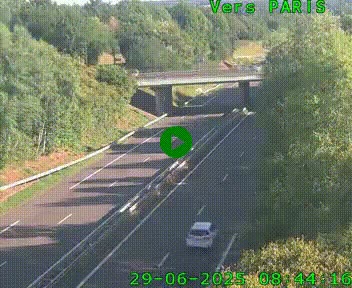 Caméra routière sur l'autoroute A20 au nord de Limoges, à la jonction avec la N520. Vue orientée vers Paris